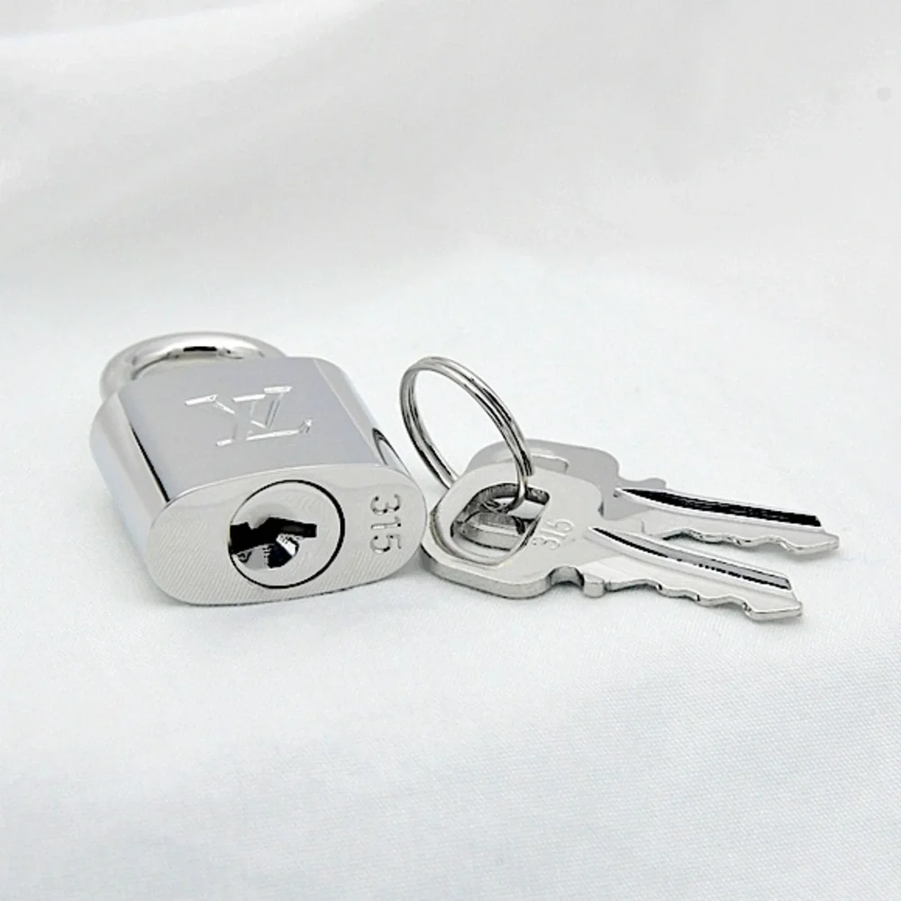 Authentic Louis Vuitton SILVER Lock & Keys Necklace #315 NEW Long & Short Chain - Picture 7 of 11